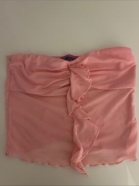 Edikted pink mesh and ruffle tube top